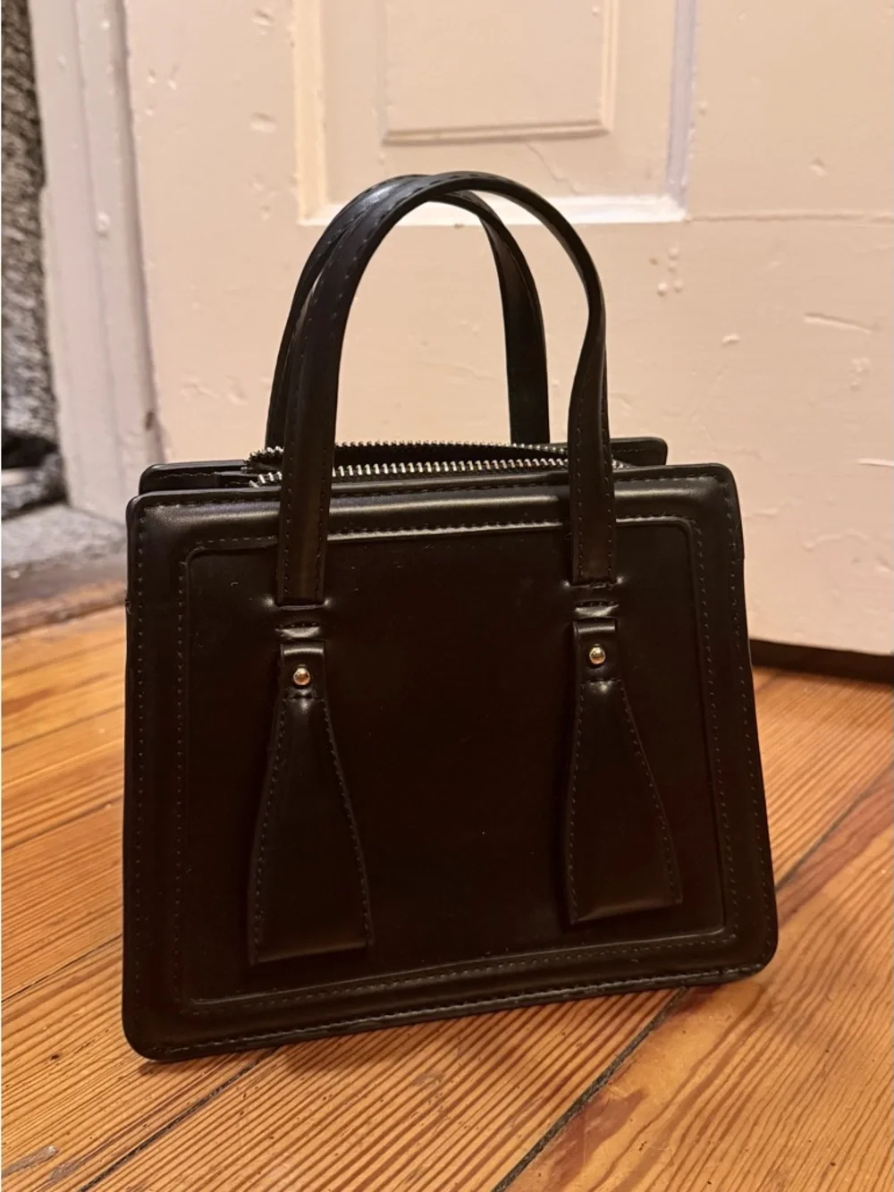 Zara Black Structured Mini Top-Handle Bag - Picture 6 of 6